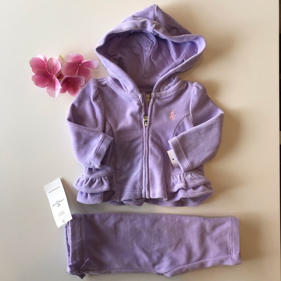 Ralph Lauren 2pc soft ruffle sweatsuit set 3mo - Picture 2 of 4